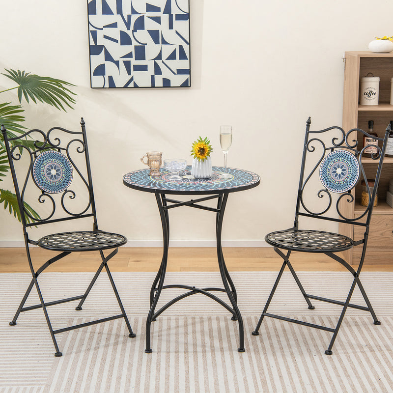 *Set of 2 Mosaic Chairs for Patio Metal Folding Chairs - A