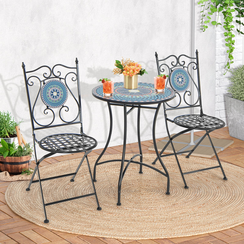 *Set of 2 Mosaic Chairs for Patio Metal Folding Chairs - A