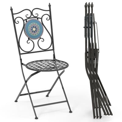 *Set of 2 Mosaic Chairs for Patio Metal Folding Chairs - A
