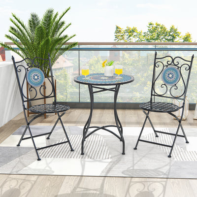 *Set of 2 Mosaic Chairs for Patio Metal Folding Chairs - A