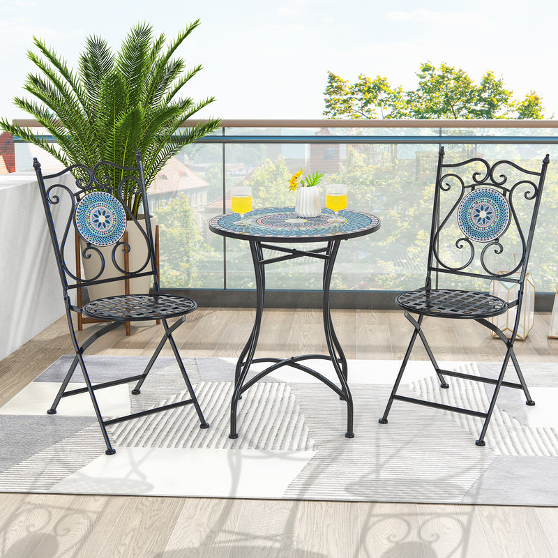 *Set of 2 Mosaic Chairs for Patio Metal Folding Chairs - A