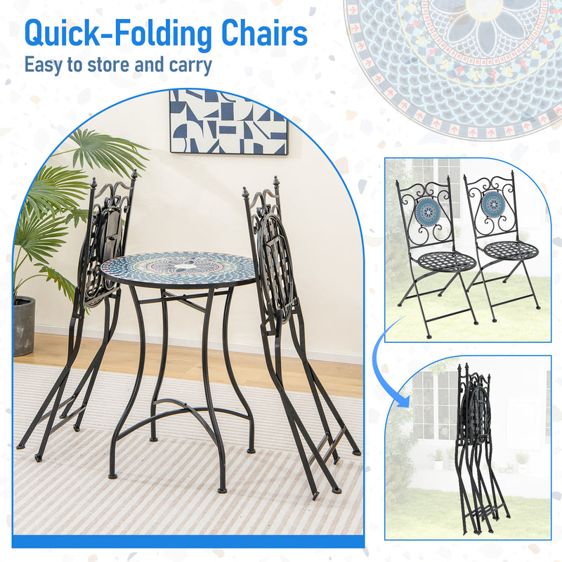 *Set of 2 Mosaic Chairs for Patio Metal Folding Chairs - A