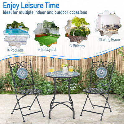 *Set of 2 Mosaic Chairs for Patio Metal Folding Chairs - A