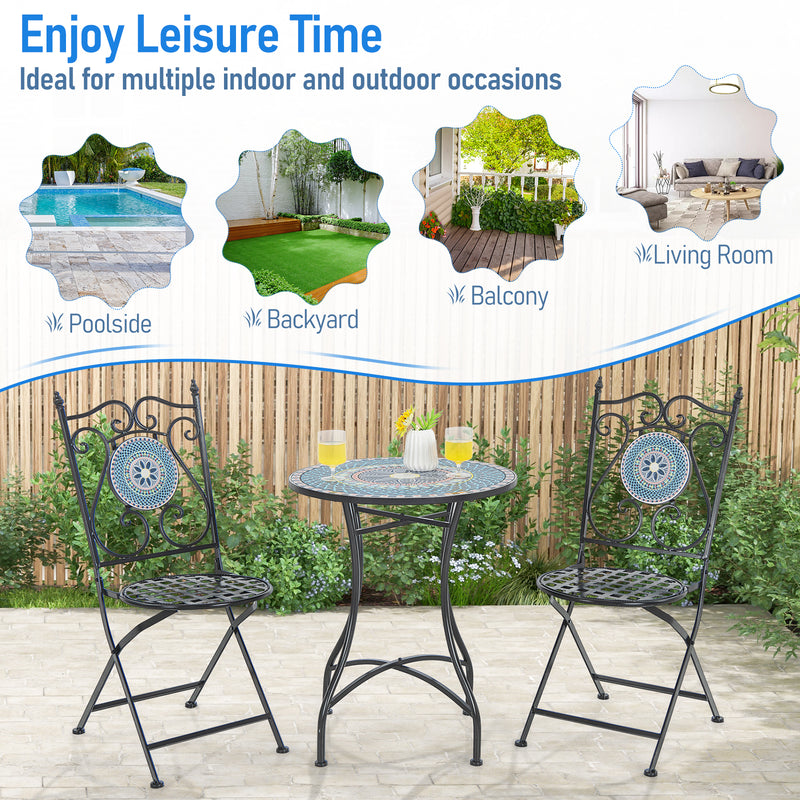 *Set of 2 Mosaic Chairs for Patio Metal Folding Chairs - A