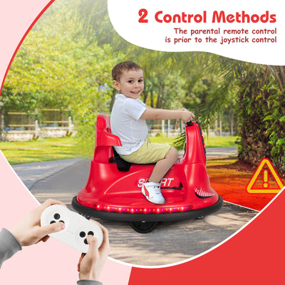 12V Kids Ride On Bumper Car with Remote Control Lights and Music-Red
