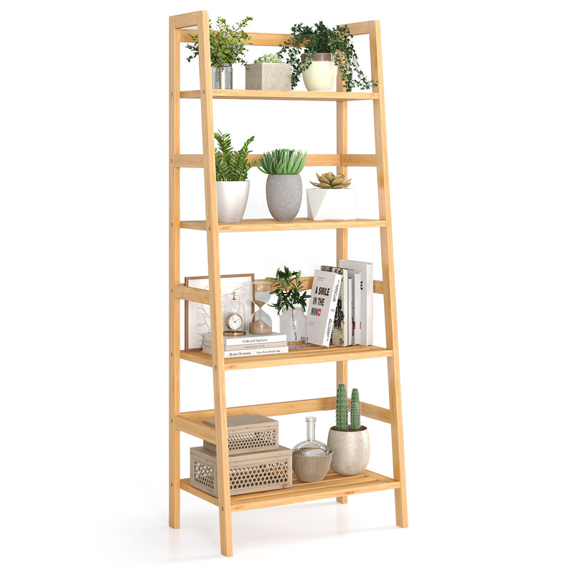 47.5 Inch 4-Tier Multifunctional Bamboo Bookcase Storage Stand Rack