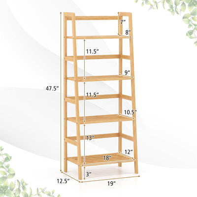 47.5 Inch 4-Tier Multifunctional Bamboo Bookcase Storage Stand Rack