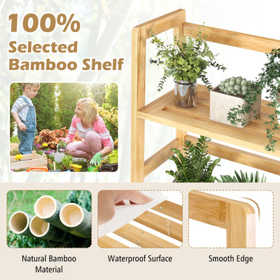 47.5 Inch 4-Tier Multifunctional Bamboo Bookcase Storage Stand Rack