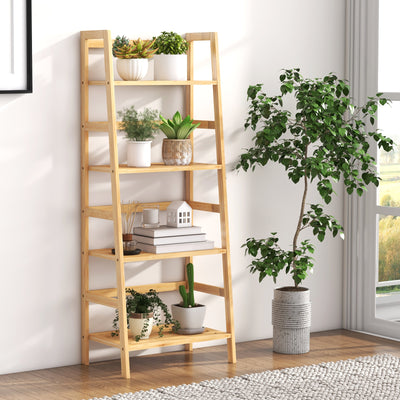 47.5 Inch 4-Tier Multifunctional Bamboo Bookcase Storage Stand Rack