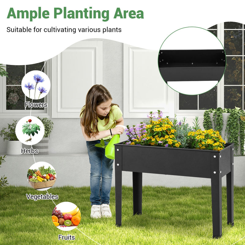 Metal Raised Garden Bed with Legs and Drainage Hole for Vegetable Flower-24 x 11 x 18 inches