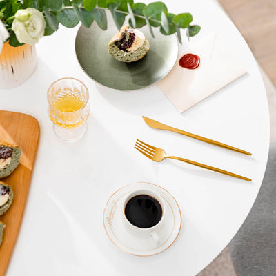 32 Inch Modern Tulip Round Dining Table with MDF Top-White