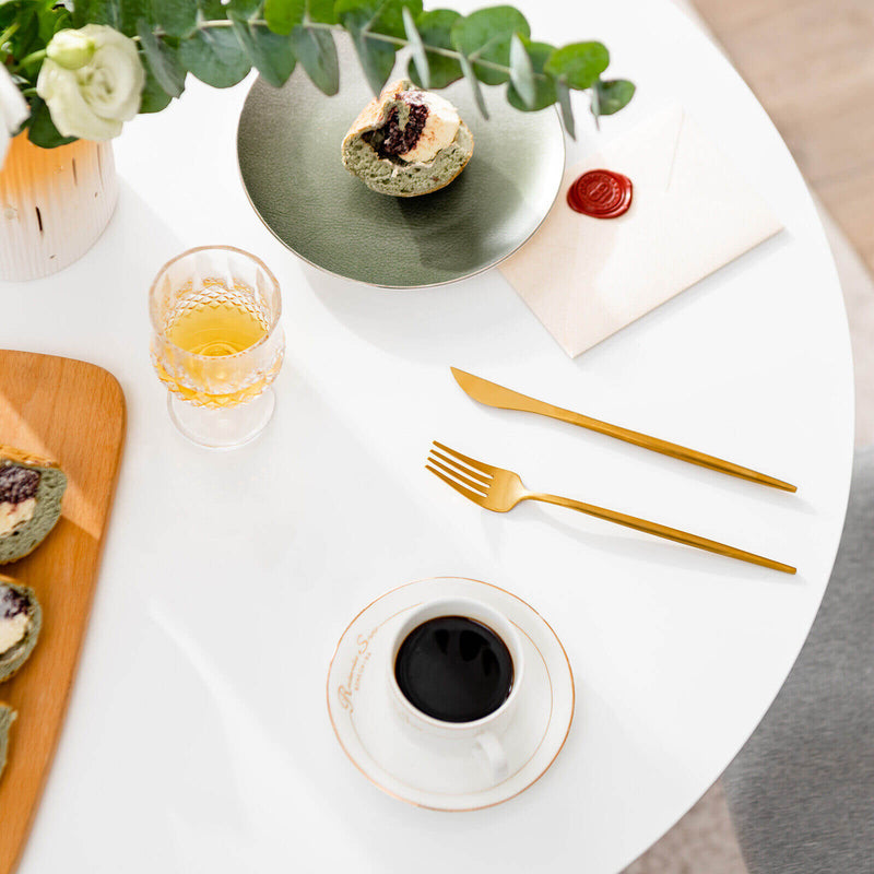 32 Inch Modern Tulip Round Dining Table with MDF Top-White