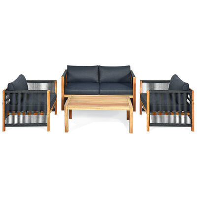 4 Pieces Acacia Wood Outdoor Patio Furniture Set