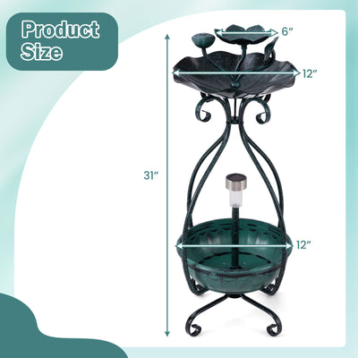 *Solar Outdoor Bird Bath Feeder Combo with Flower Planter Pedestal and Solar Lights - Bronze