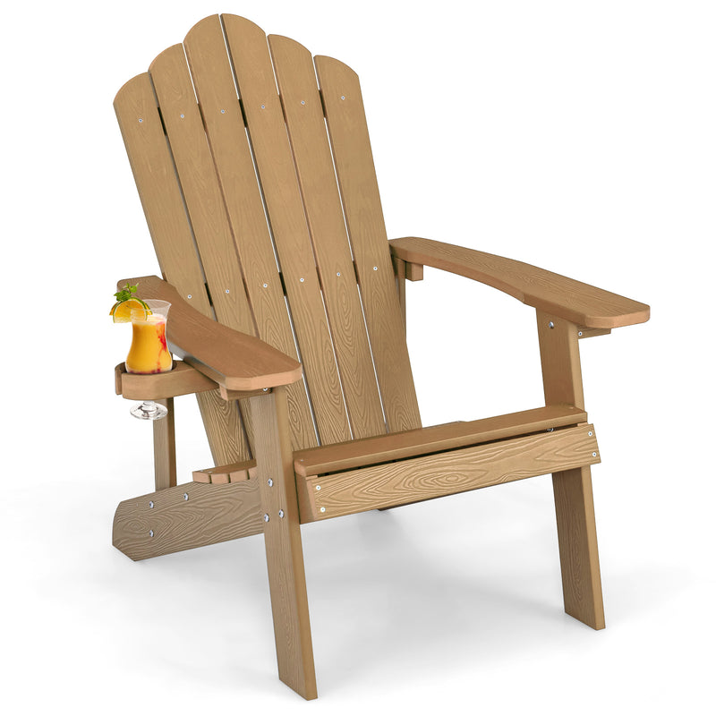 *Weather Resistant HIPS Outdoor Adirondack Chair with Cup Holder - Coffee