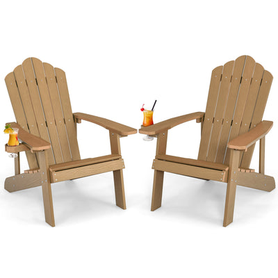 *Weather Resistant HIPS Outdoor Adirondack Chair with Cup Holder - Coffee