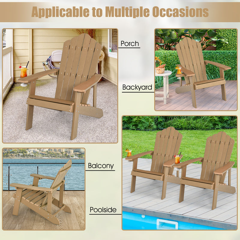 *Weather Resistant HIPS Outdoor Adirondack Chair with Cup Holder - Coffee