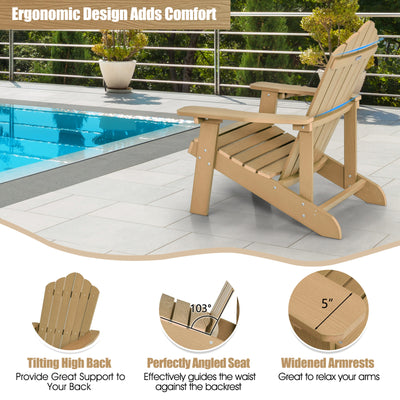 *Weather Resistant HIPS Outdoor Adirondack Chair with Cup Holder - Coffee