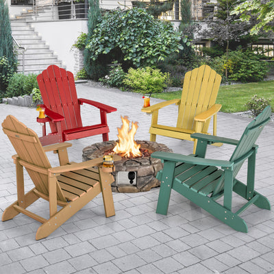*Weather Resistant HIPS Outdoor Adirondack Chair with Cup Holder - Coffee