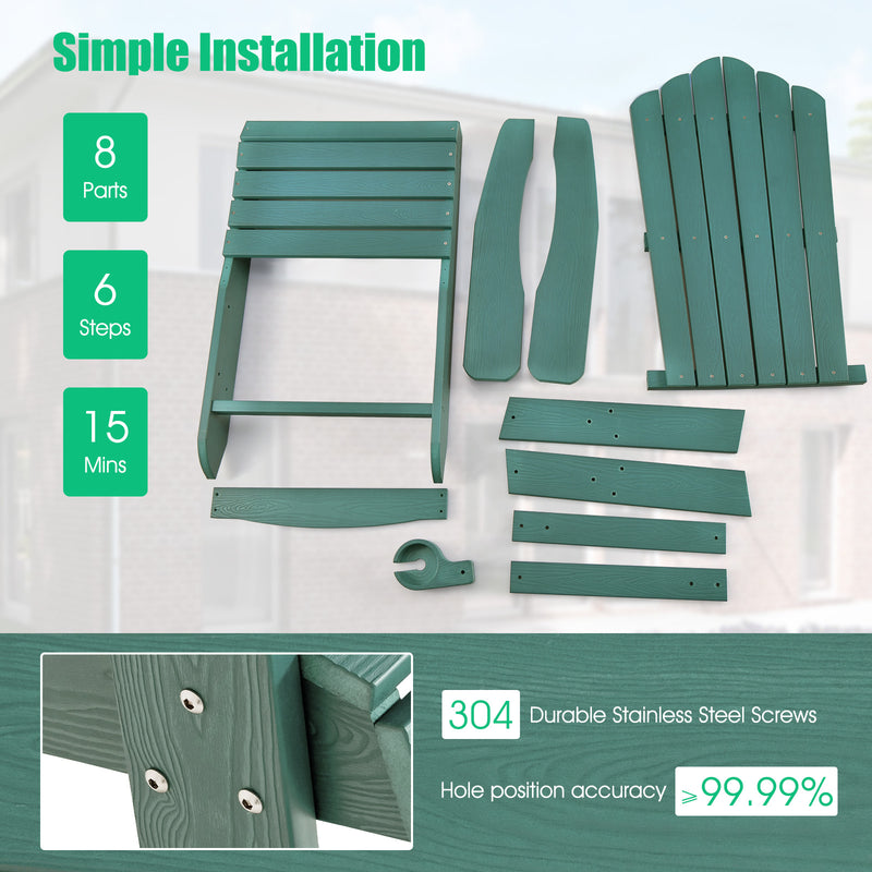 *Weather Resistant HIPS Outdoor Adirondack Chair with Cup Holder - Green