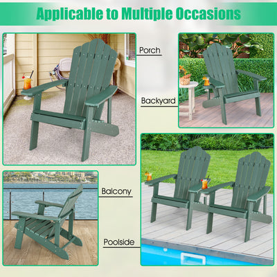 *Weather Resistant HIPS Outdoor Adirondack Chair with Cup Holder - Green