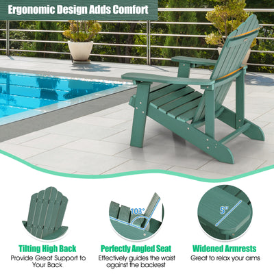 *Weather Resistant HIPS Outdoor Adirondack Chair with Cup Holder - Green
