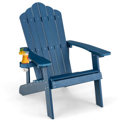 *Weather Resistant HIPS Outdoor Adirondack Chair with Cup Holder - Navy