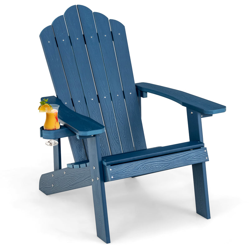 *Weather Resistant HIPS Outdoor Adirondack Chair with Cup Holder - Navy