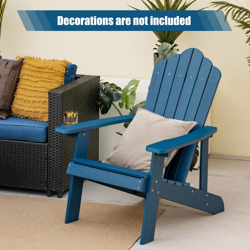 *Weather Resistant HIPS Outdoor Adirondack Chair with Cup Holder - Navy