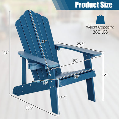 *Weather Resistant HIPS Outdoor Adirondack Chair with Cup Holder - Navy