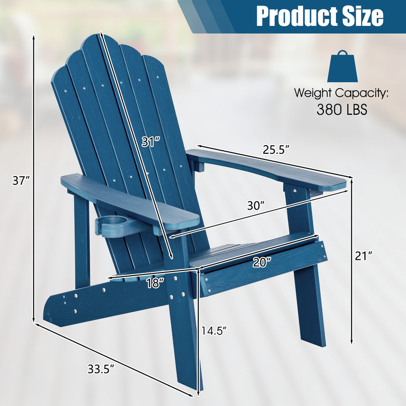 *Weather Resistant HIPS Outdoor Adirondack Chair with Cup Holder - Navy