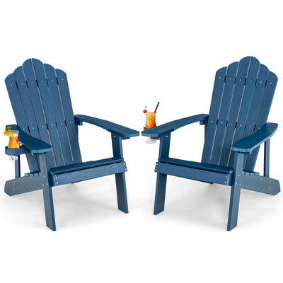 *Weather Resistant HIPS Outdoor Adirondack Chair with Cup Holder - Navy