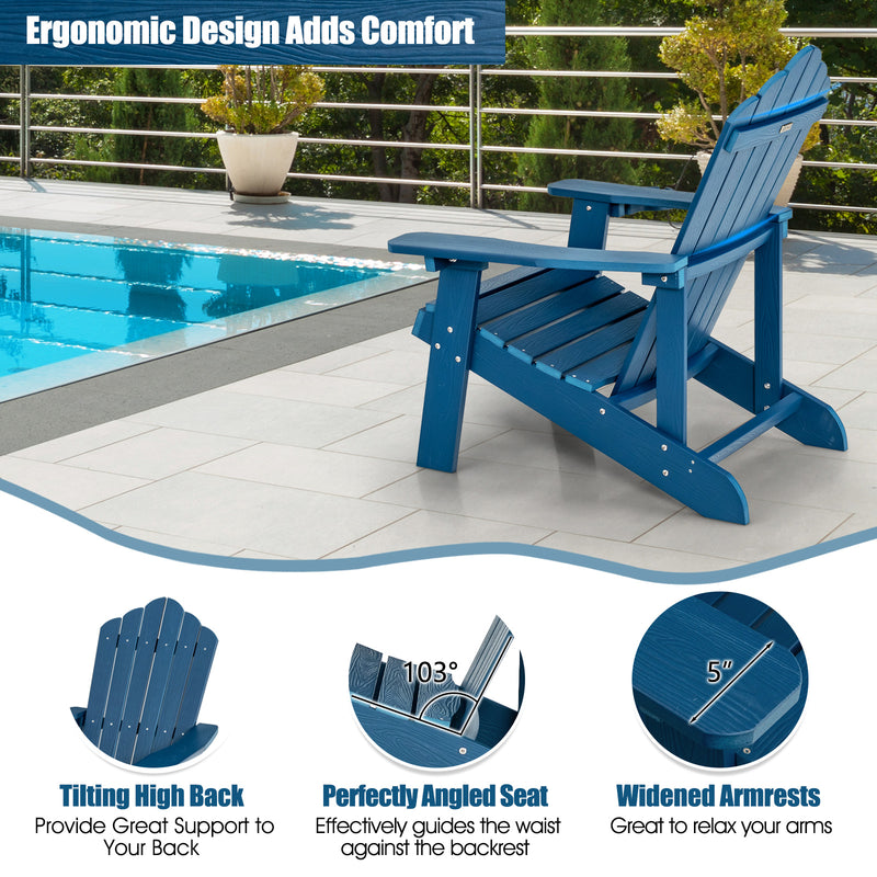 *Weather Resistant HIPS Outdoor Adirondack Chair with Cup Holder - Navy