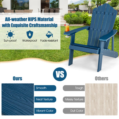 *Weather Resistant HIPS Outdoor Adirondack Chair with Cup Holder - Navy