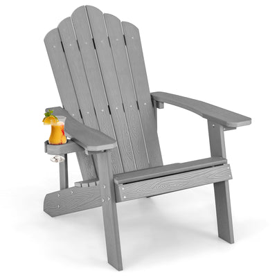 *Weather Resistant HIPS Outdoor Adirondack Chair with Cup Holder - Gray