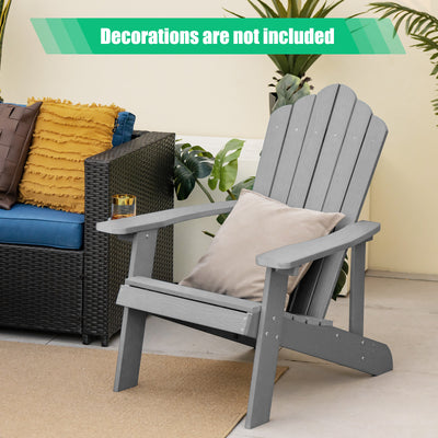 *Weather Resistant HIPS Outdoor Adirondack Chair with Cup Holder - Gray