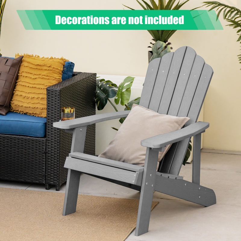 *Weather Resistant HIPS Outdoor Adirondack Chair with Cup Holder - Gray