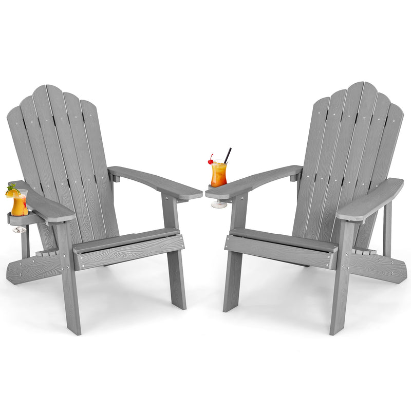*Weather Resistant HIPS Outdoor Adirondack Chair with Cup Holder - Gray