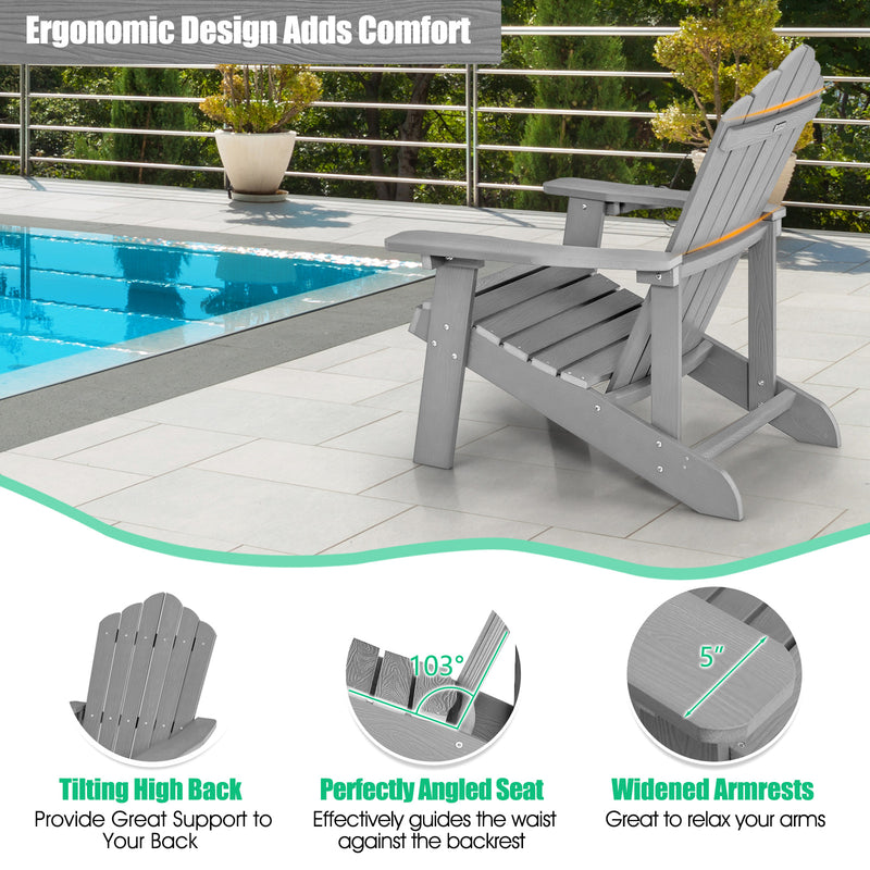 *Weather Resistant HIPS Outdoor Adirondack Chair with Cup Holder - Gray