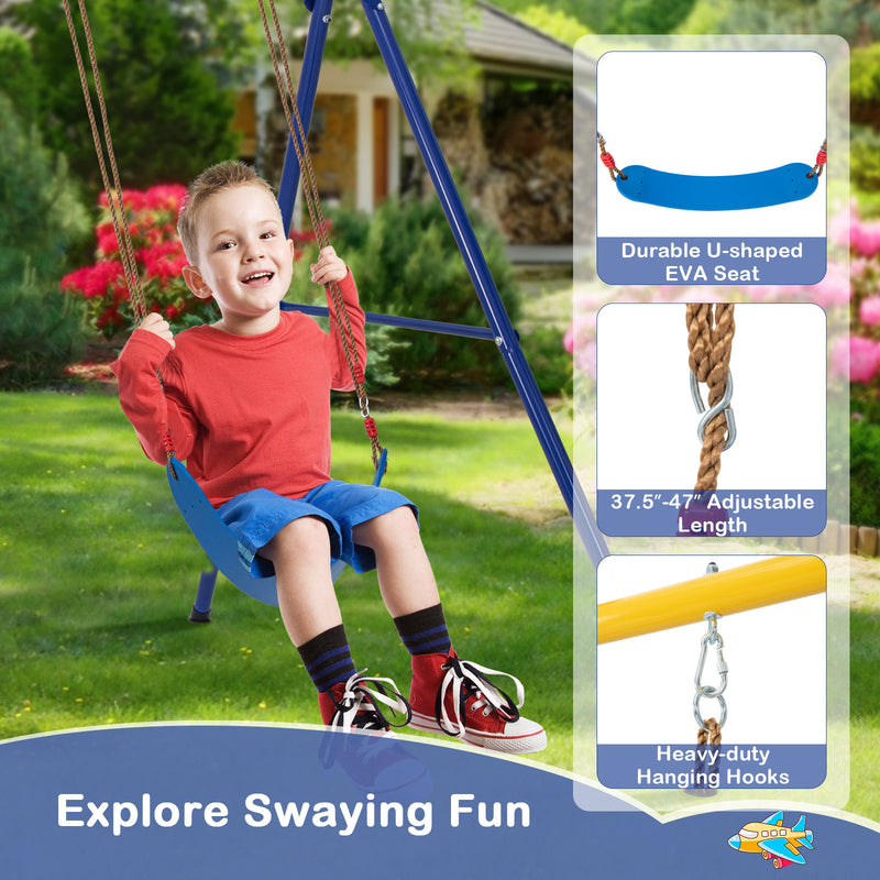 *4-in-1 660 lbs Heavy Duty Swing Set for Kids Aged 3-9 Years Old - Yellow