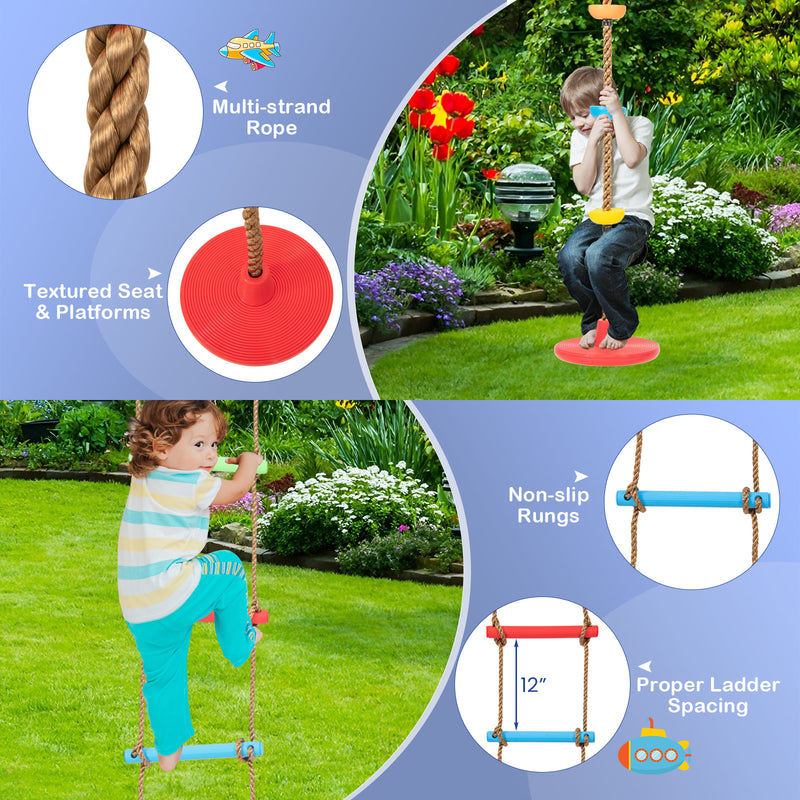 *4-in-1 660 lbs Heavy Duty Swing Set for Kids Aged 3-9 Years Old - Yellow