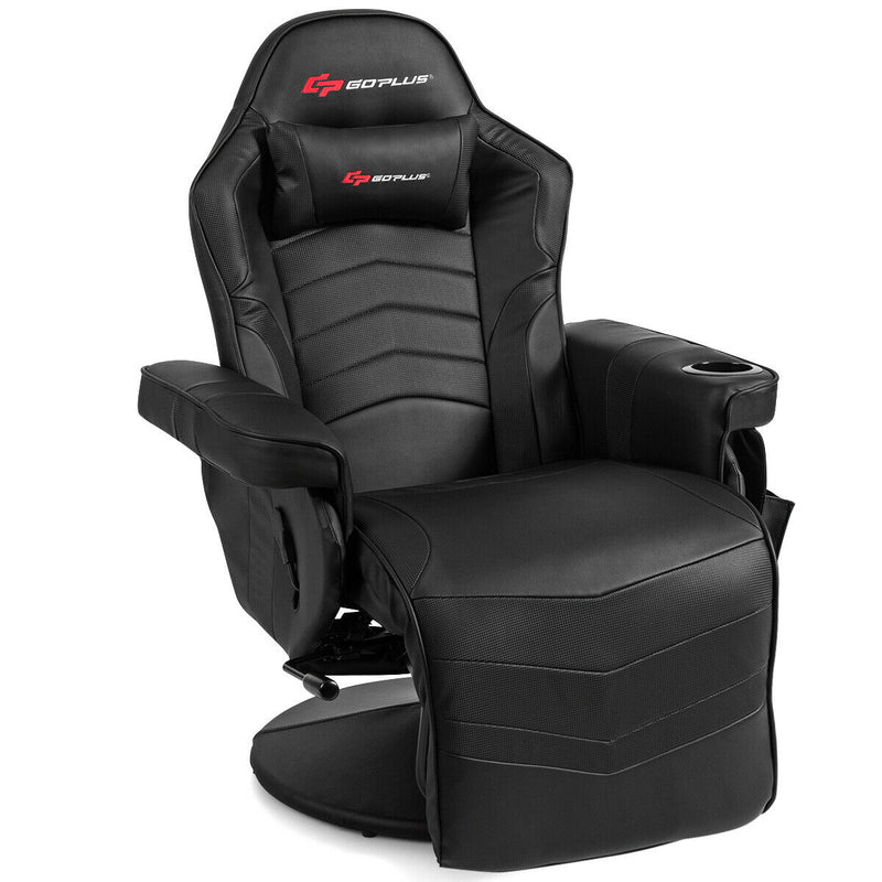 *Ergonomic High Back Massage Gaming Chair with Pillow - Black