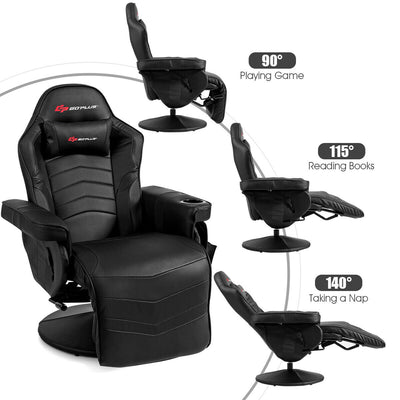 *Ergonomic High Back Massage Gaming Chair with Pillow - Black