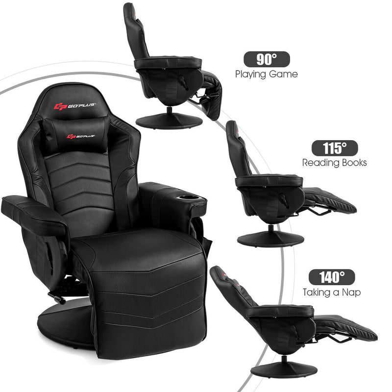 *Ergonomic High Back Massage Gaming Chair with Pillow - Black