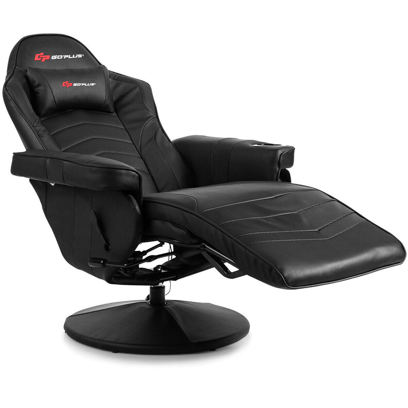 *Ergonomic High Back Massage Gaming Chair with Pillow - Black