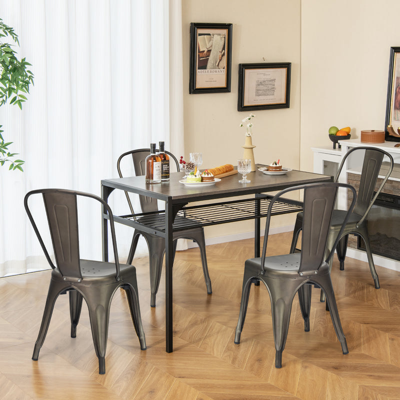 *Metal Dining Chairs Set of 4 with Removable Backrest for Dining Room Restaurant Living Room - Gun