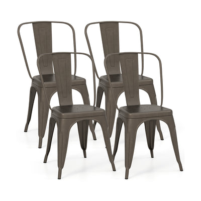 *Metal Dining Chairs Set of 4 with Removable Backrest for Dining Room Restaurant Living Room - Gun
