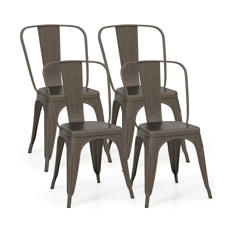 *Metal Dining Chairs Set of 4 with Removable Backrest for Dining Room Restaurant Living Room - Gun
