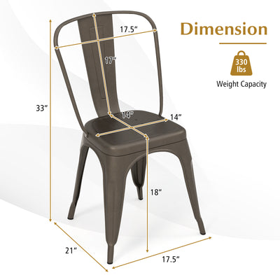 *Metal Dining Chairs Set of 4 with Removable Backrest for Dining Room Restaurant Living Room - Gun