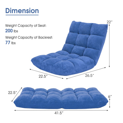 *14-Position Adjustable Cushioned Floor Chair - Blue